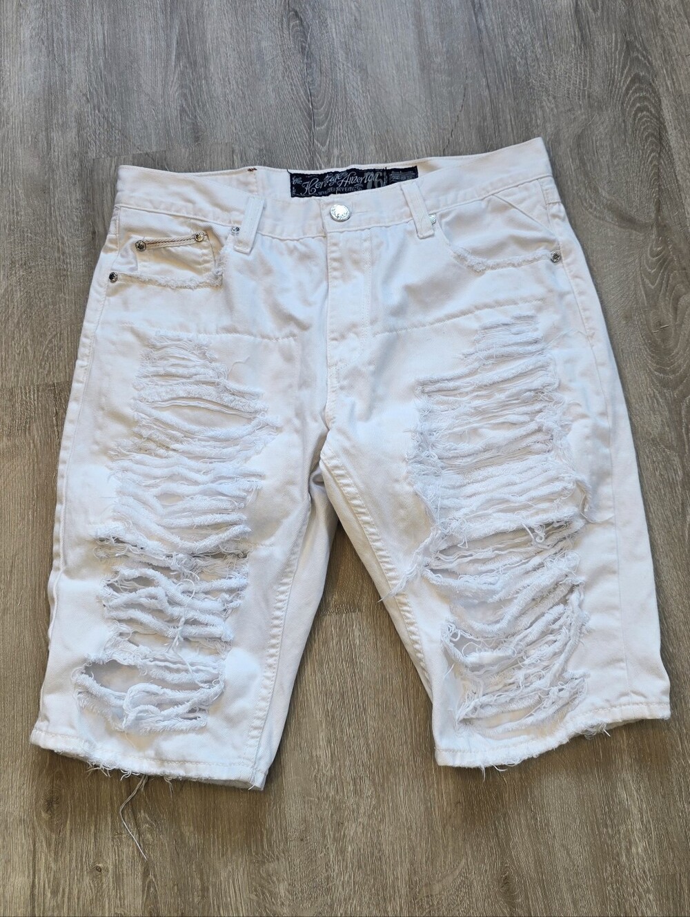 The Heritage By America Distressed White Shorts Size 35 Grunge Skater